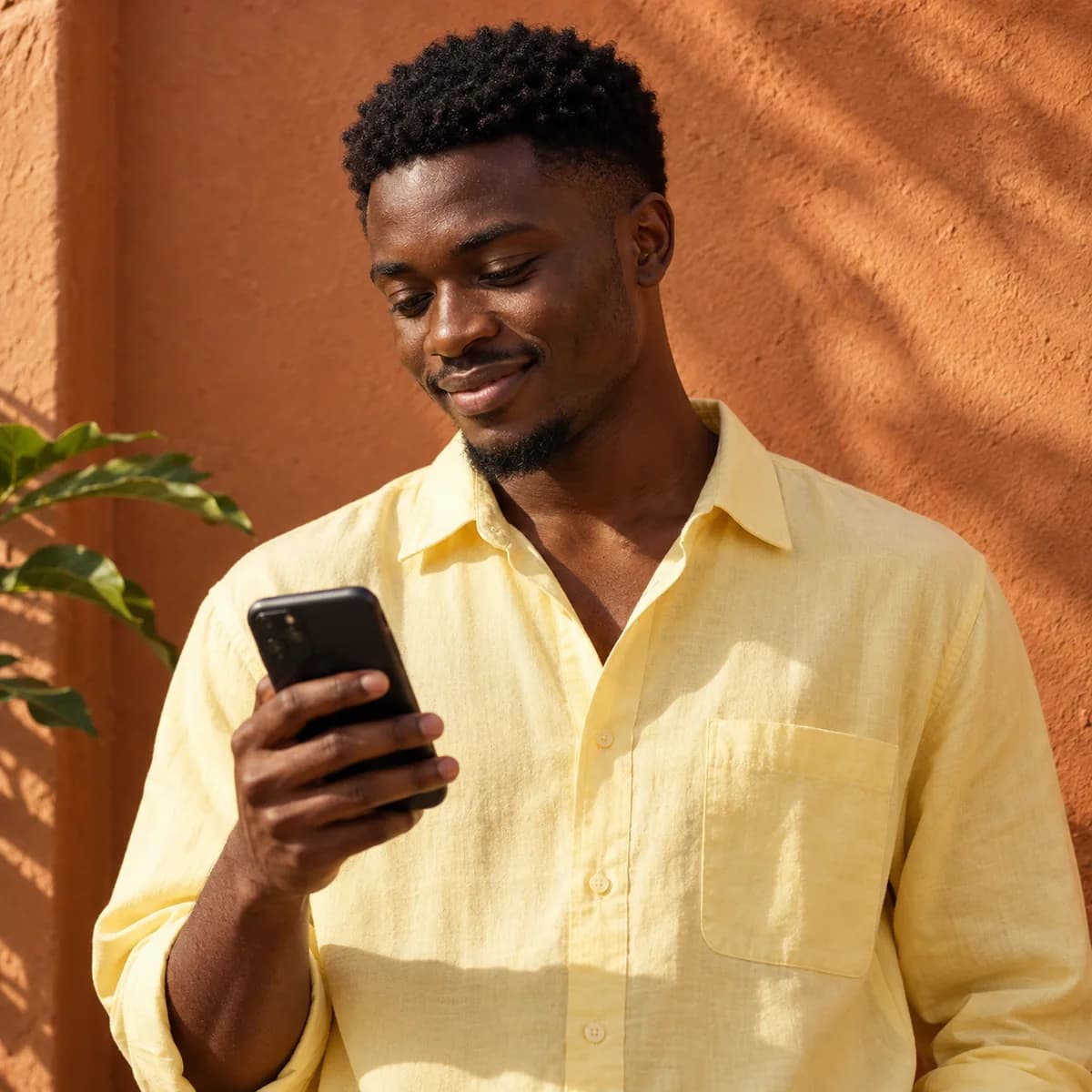 A participant reading a task on his phone